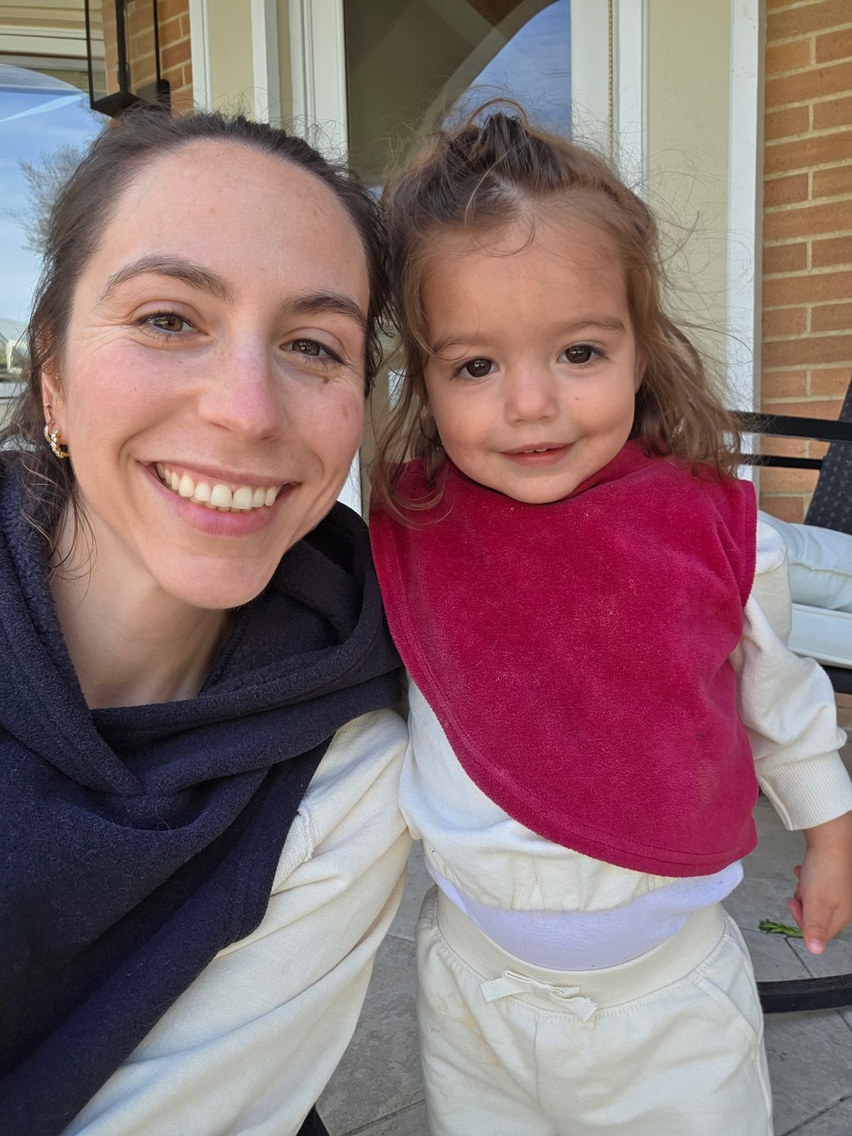 Lauren and Mila on the porch